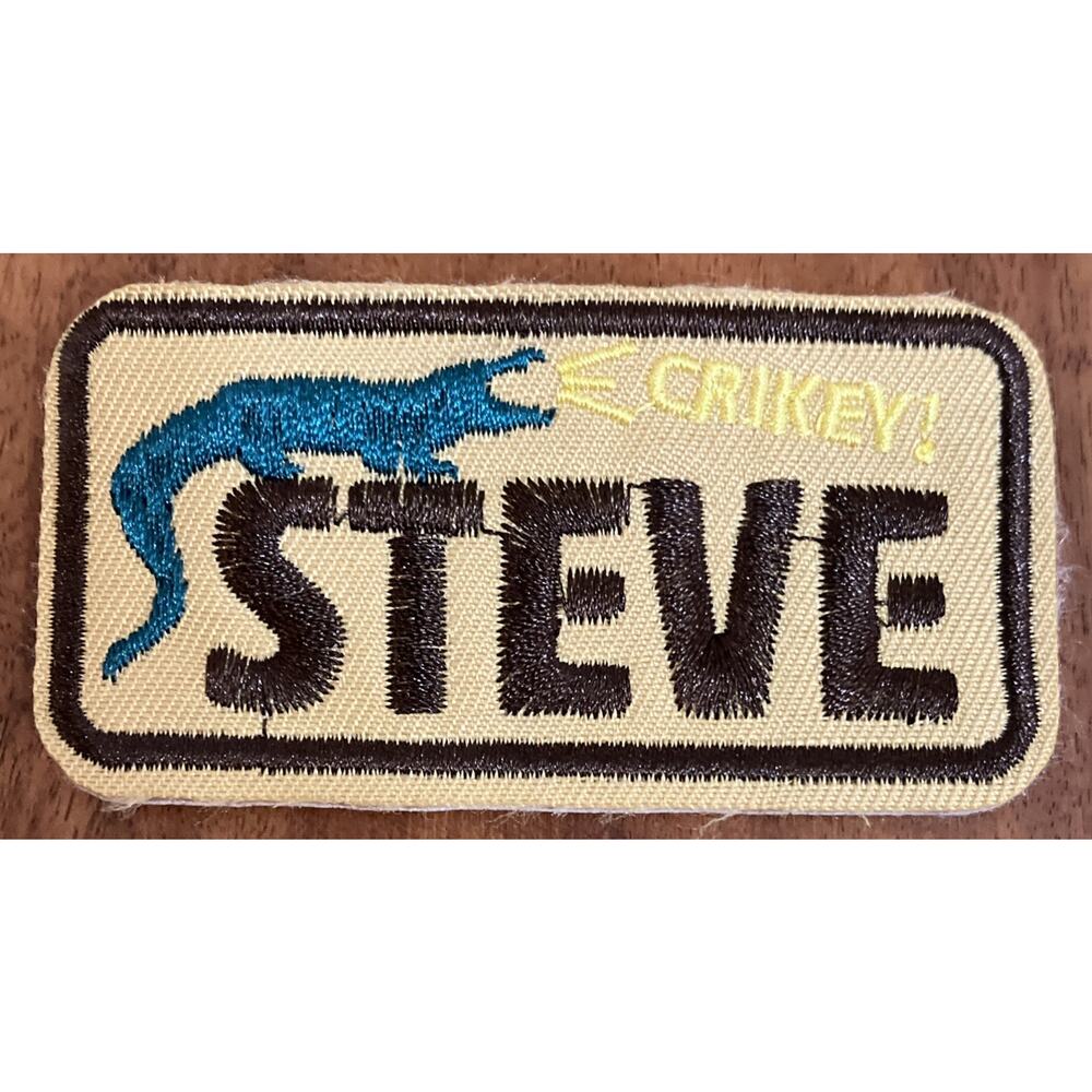 Vintage Crocodile Name Patch Steve Crikey! Zoo Embroidery Iron On Pinback Unique